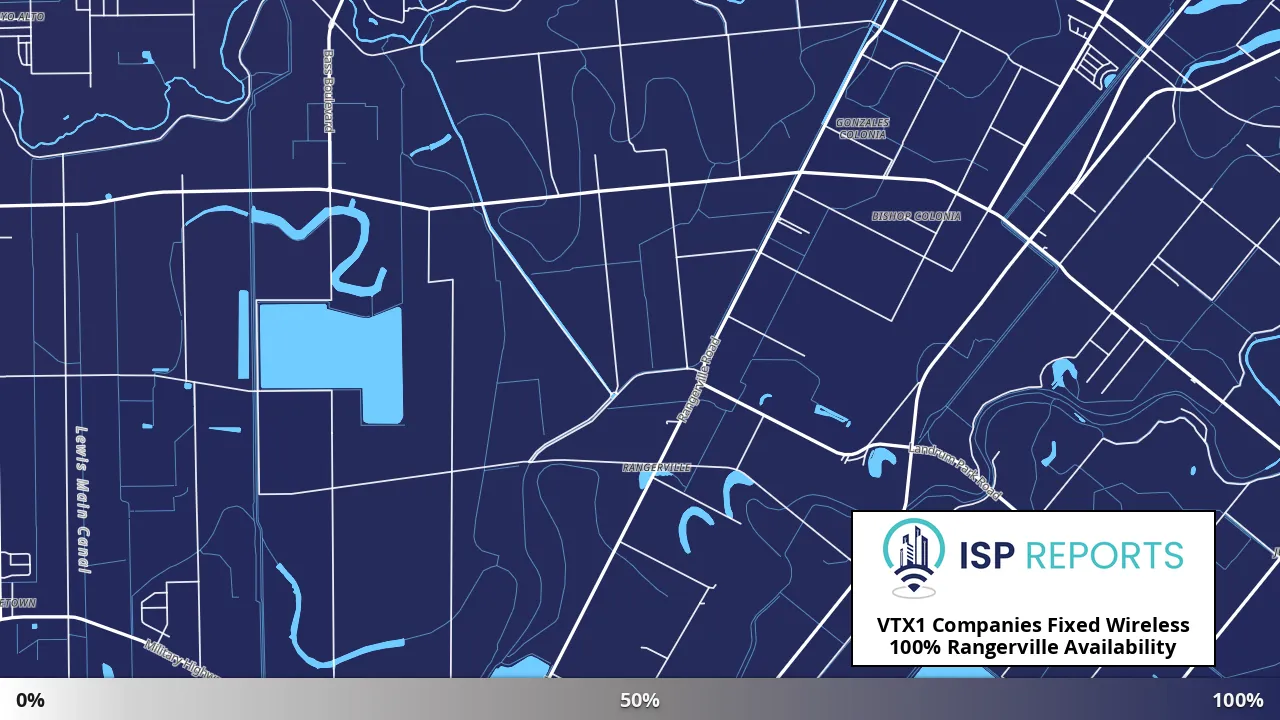Rangerville, TX map of internet availability