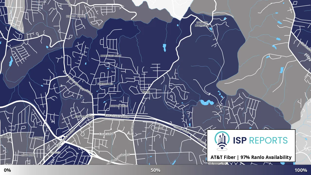 Ranlo, NC map of internet availability