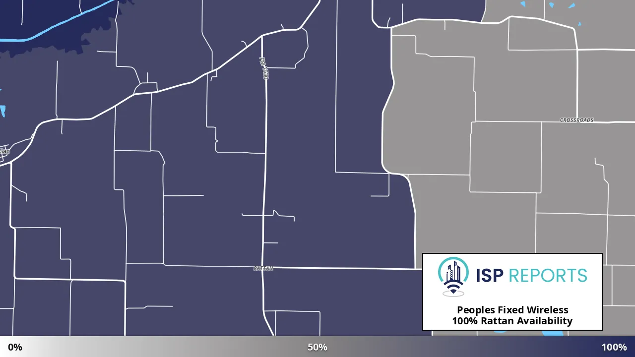 Rattan, TX map of internet availability