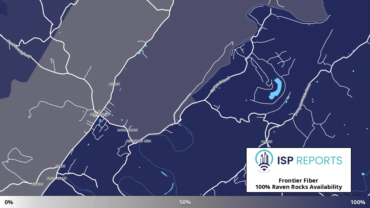 Raven Rocks, WV map of internet availability