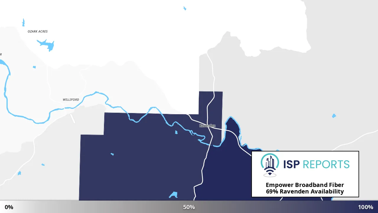 Ravenden, AR map of internet availability