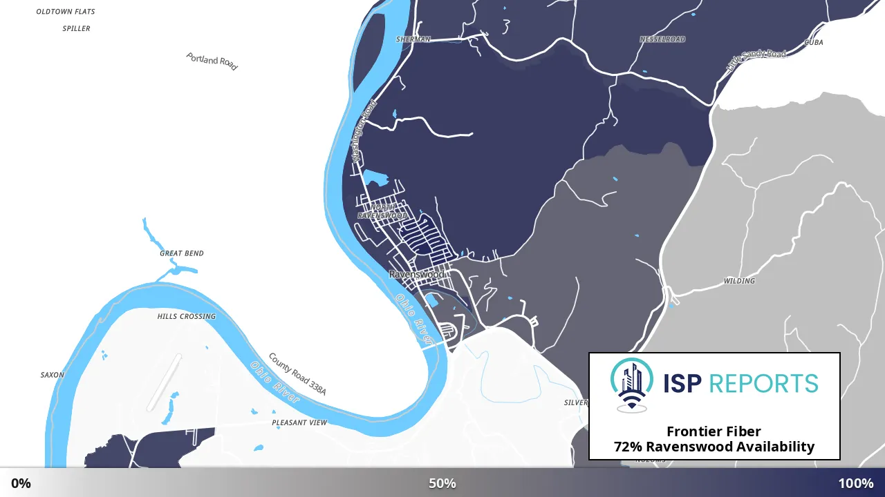 Ravenswood, WV map of internet availability