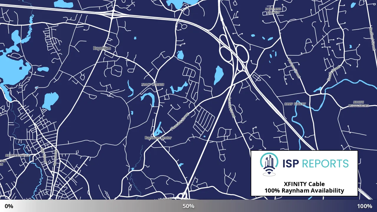 Raynham, MA map of internet availability