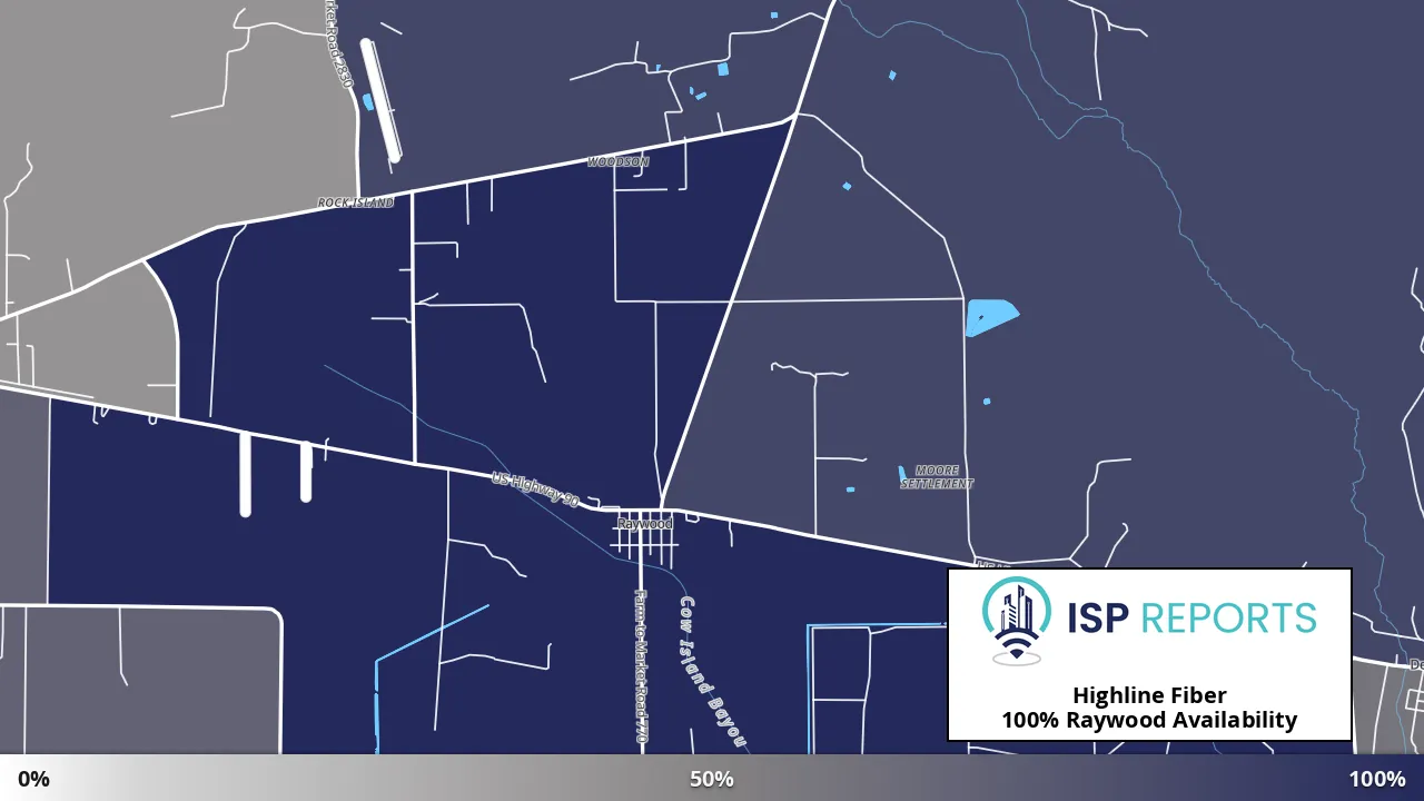 Raywood, TX map of internet availability