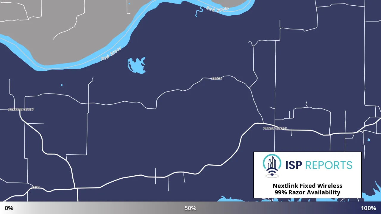 Razor, TX map of internet availability