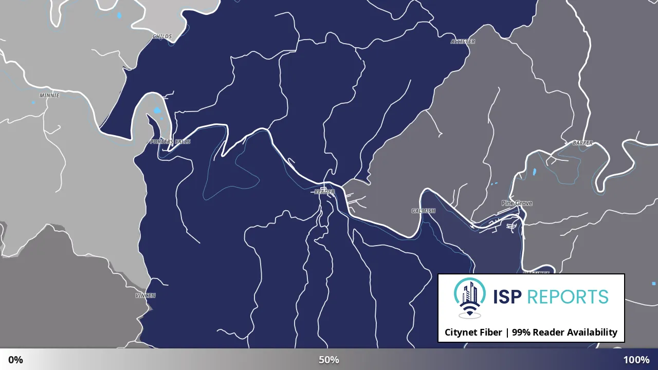 Reader, WV map of internet availability