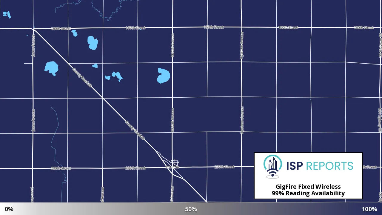 Reading, MN map of internet availability