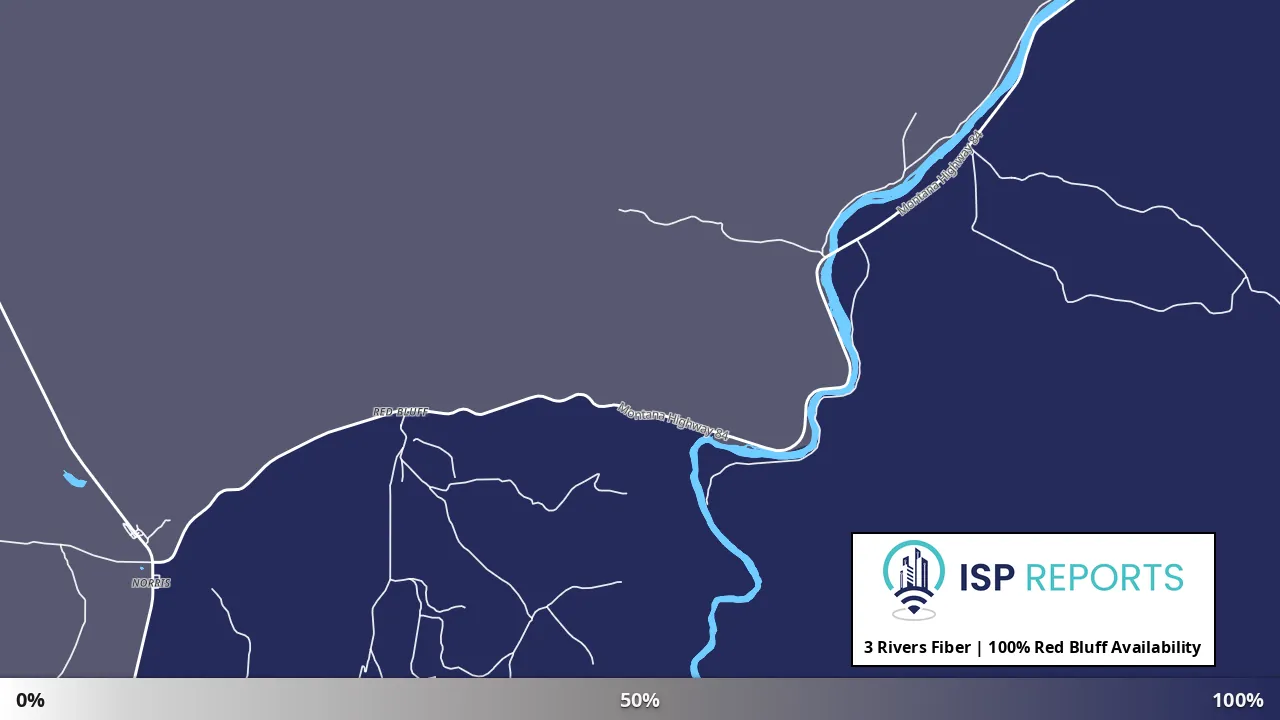 Red Bluff, MT map of internet availability
