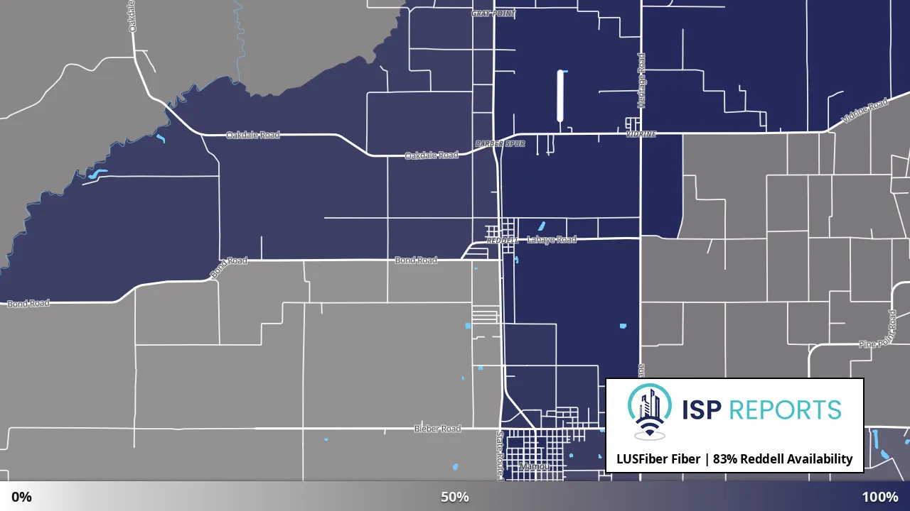 Reddell, LA map of internet availability