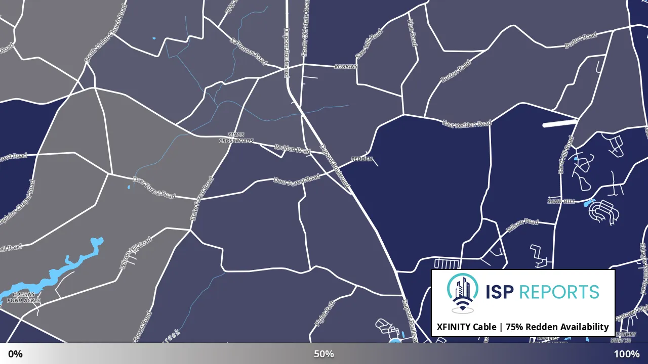 Redden, DE map of internet availability