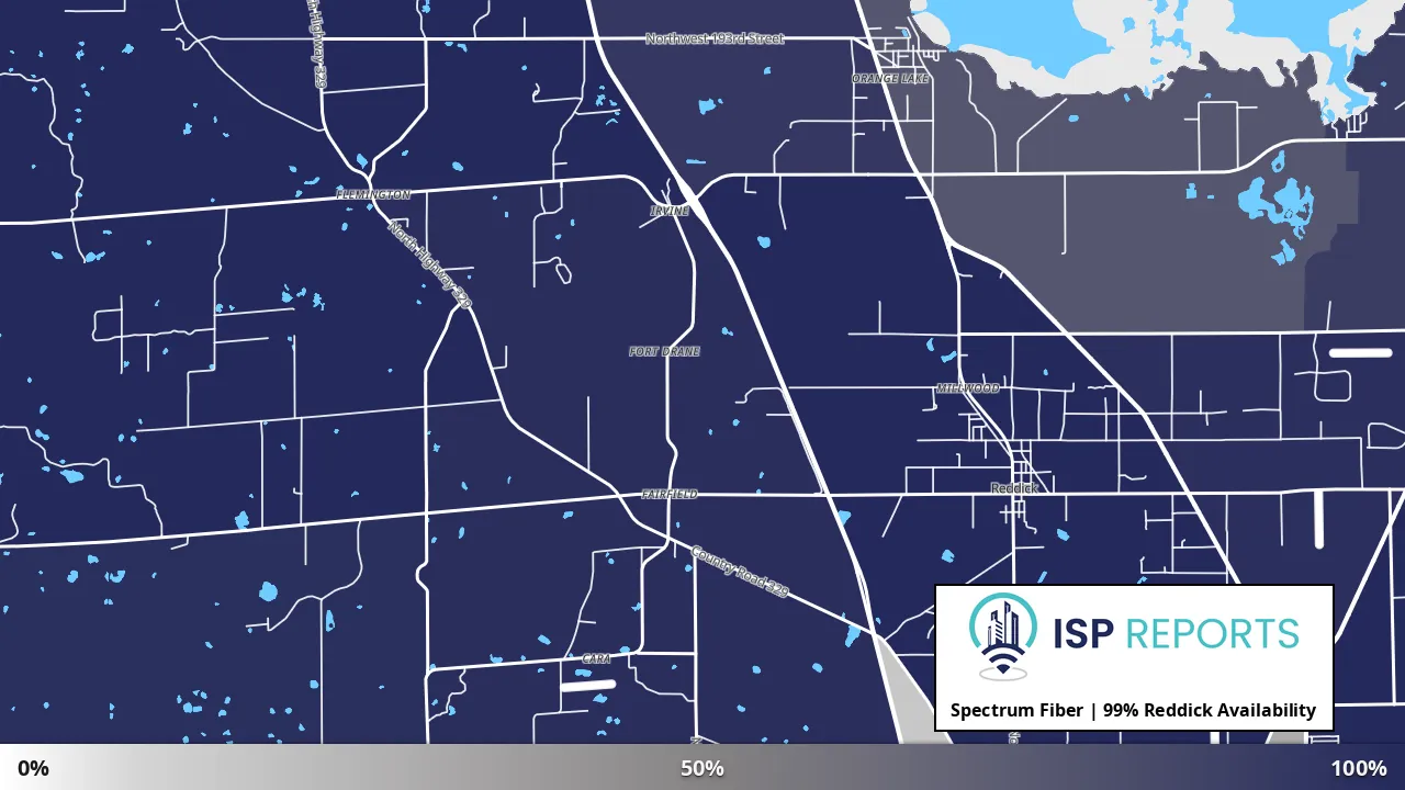 Reddick, FL map of internet availability
