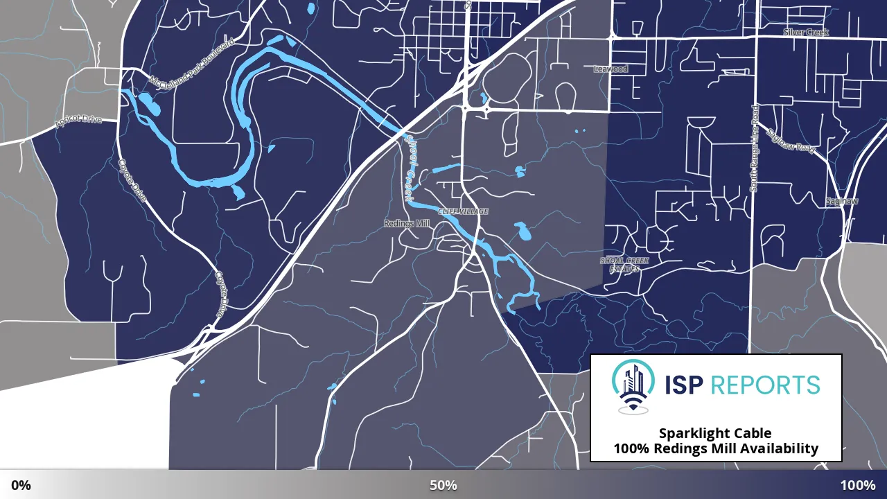 Redings Mill, MO map of internet availability