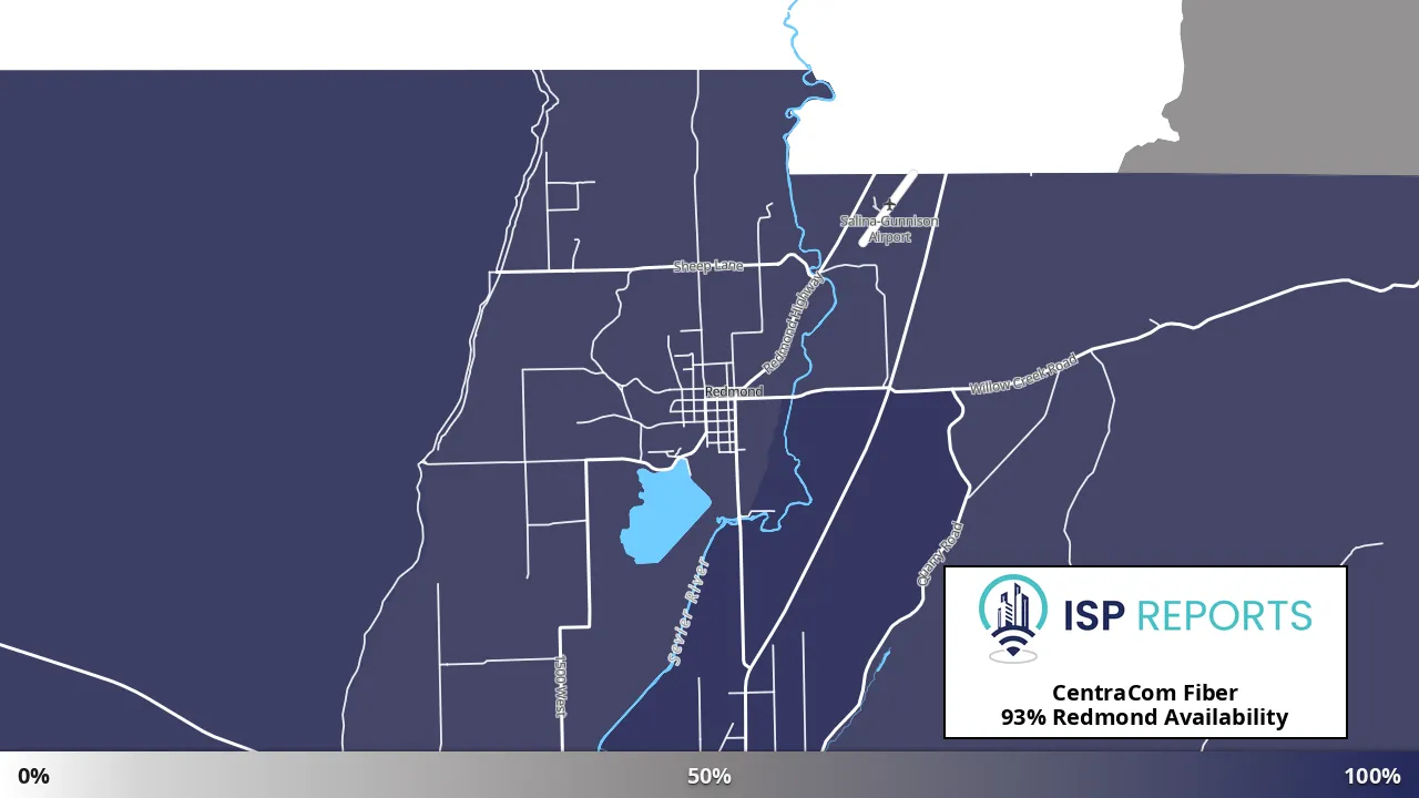 Redmond, UT map of internet availability