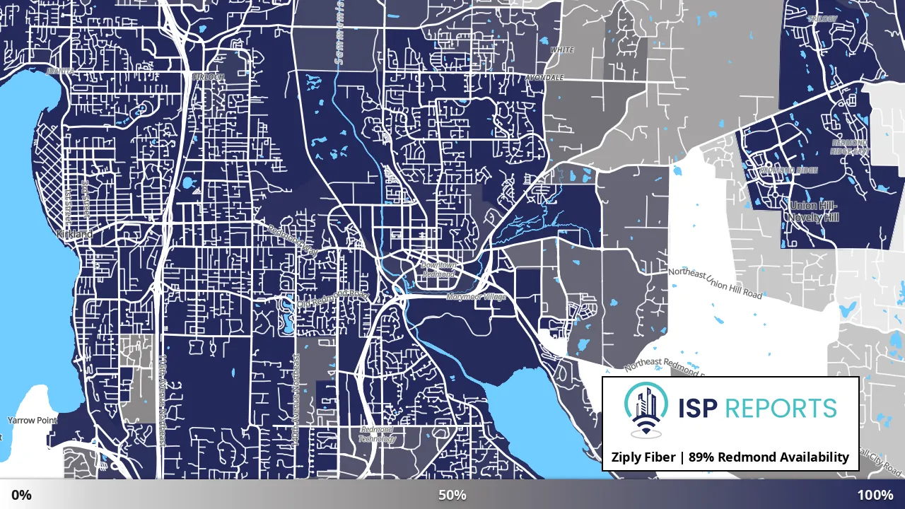 Redmond, WA map of internet availability