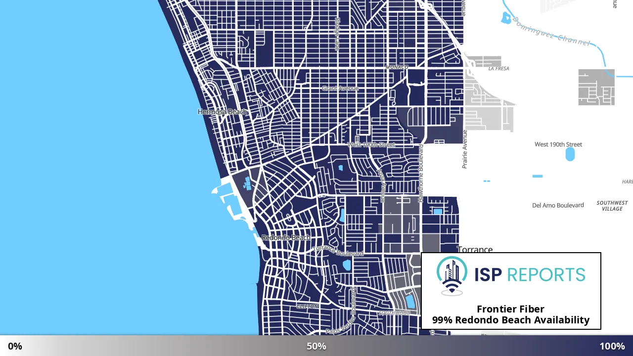 Redondo Beach, CA map of internet availability
