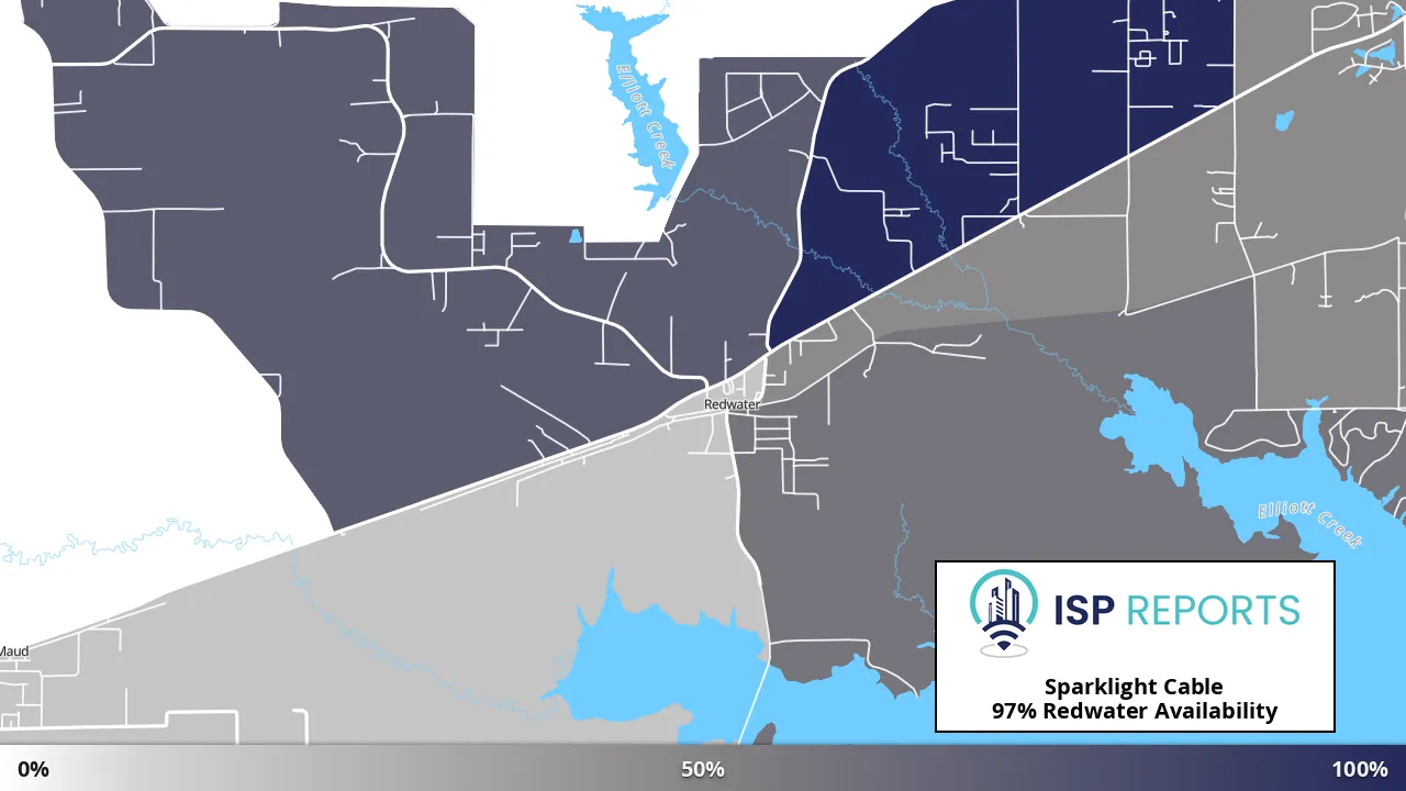 Redwater, TX map of internet availability