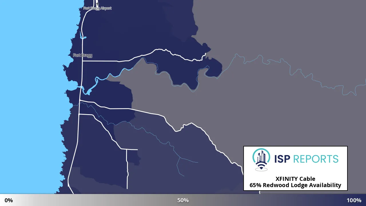 Redwood Lodge, CA map of internet availability