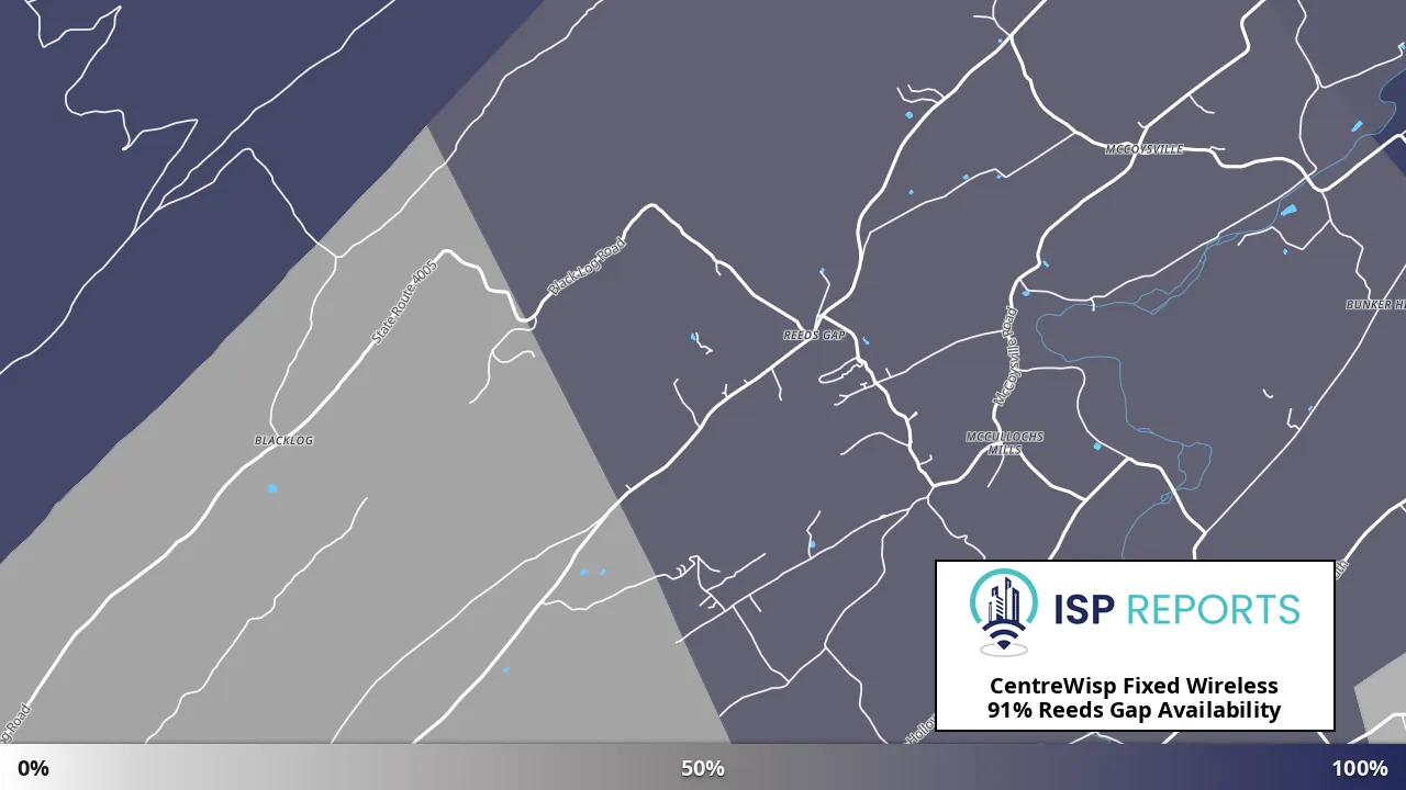 Reeds Gap, PA map of internet availability