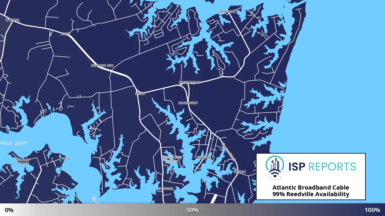 Reedville, VA map of internet availability