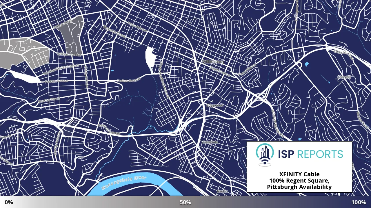 Regent Square, Pittsburgh, PA map of internet availability