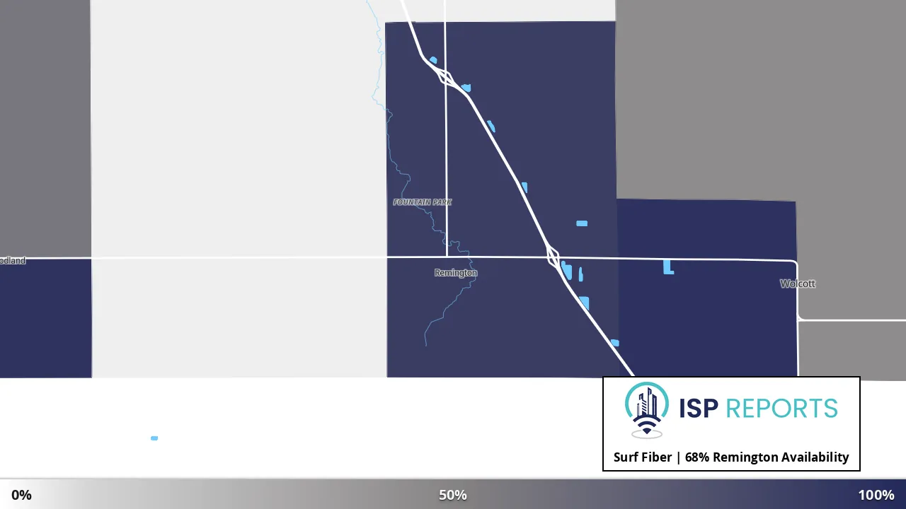 Remington, IN map of internet availability