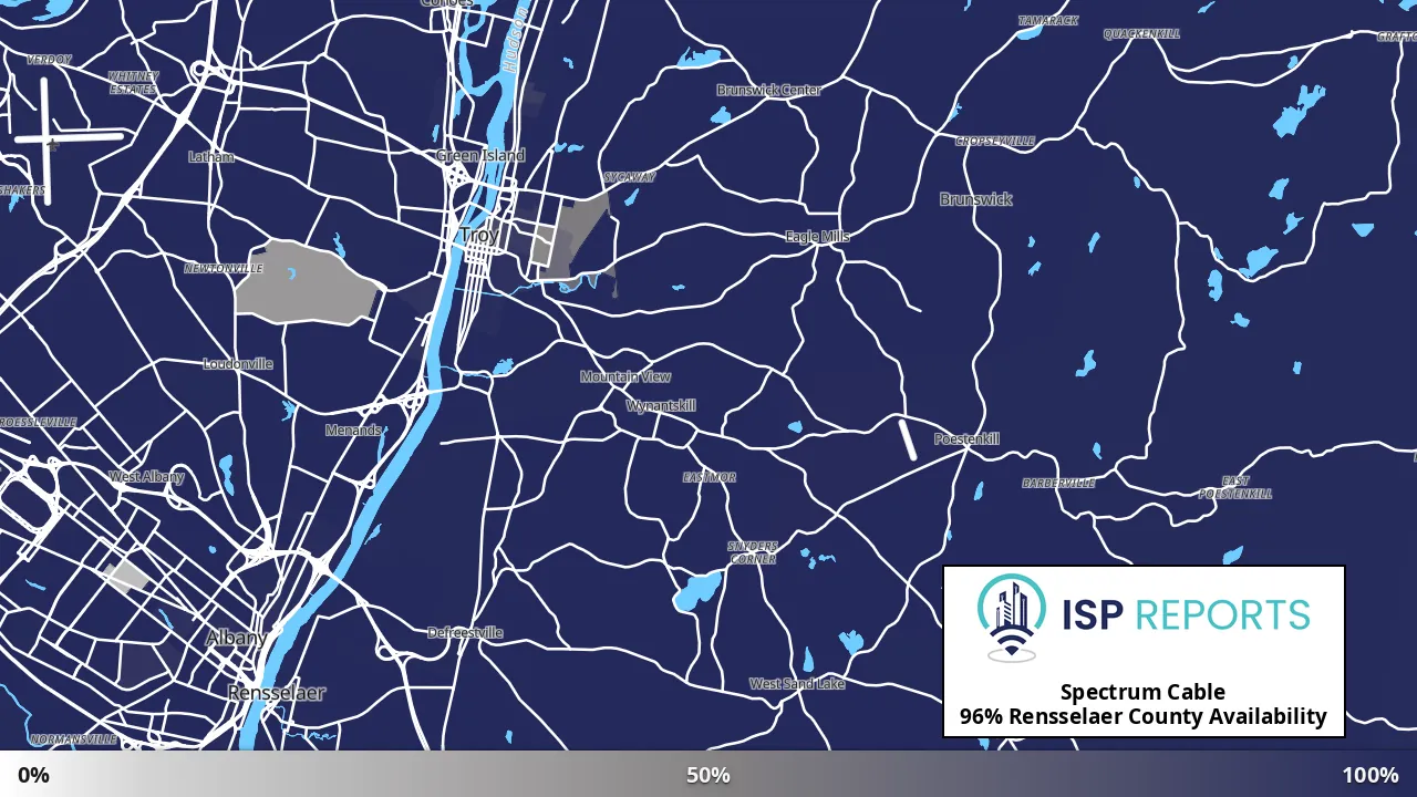 Rensselaer County, NY map of internet availability