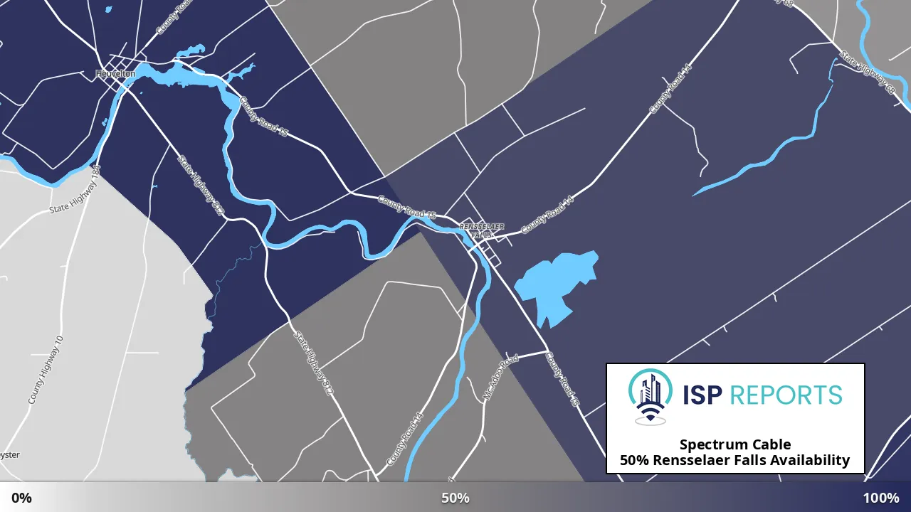 Rensselaer Falls, NY map of internet availability