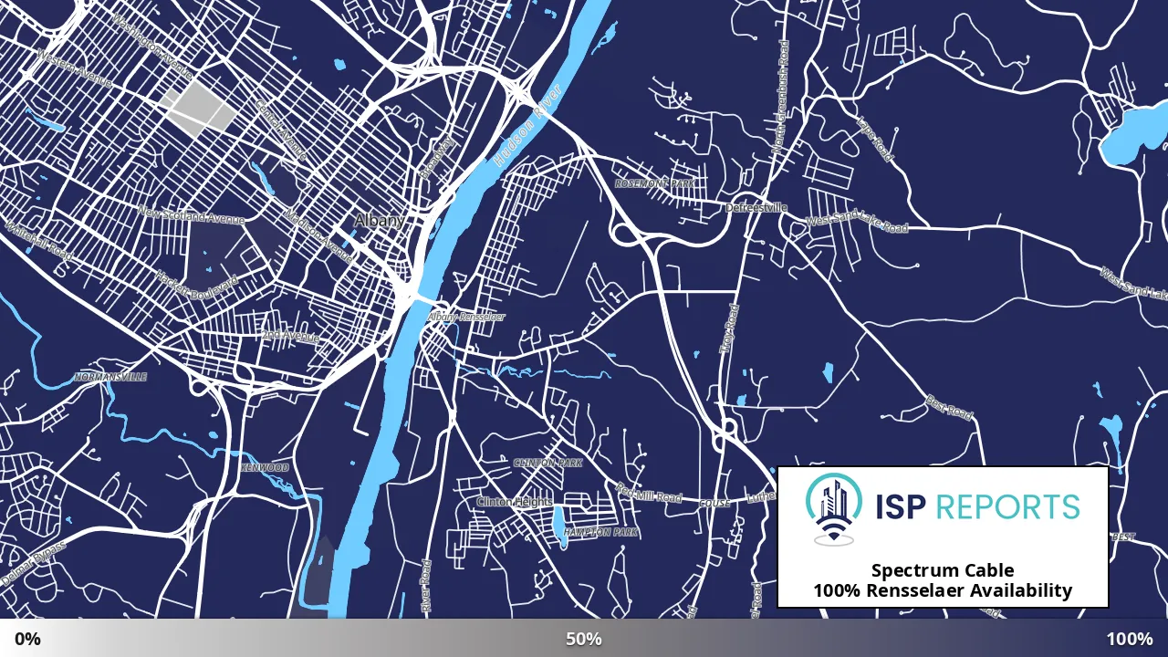 Rensselaer, NY map of internet availability