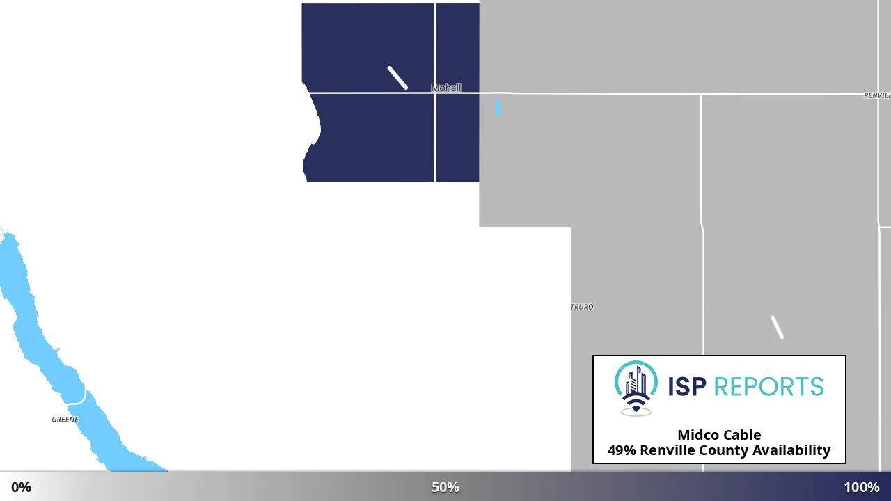 Renville County, ND map of internet availability