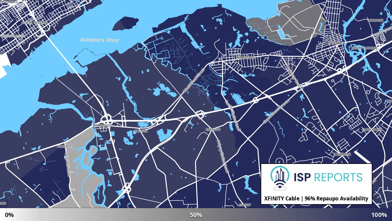 Repaupo, NJ map of internet availability