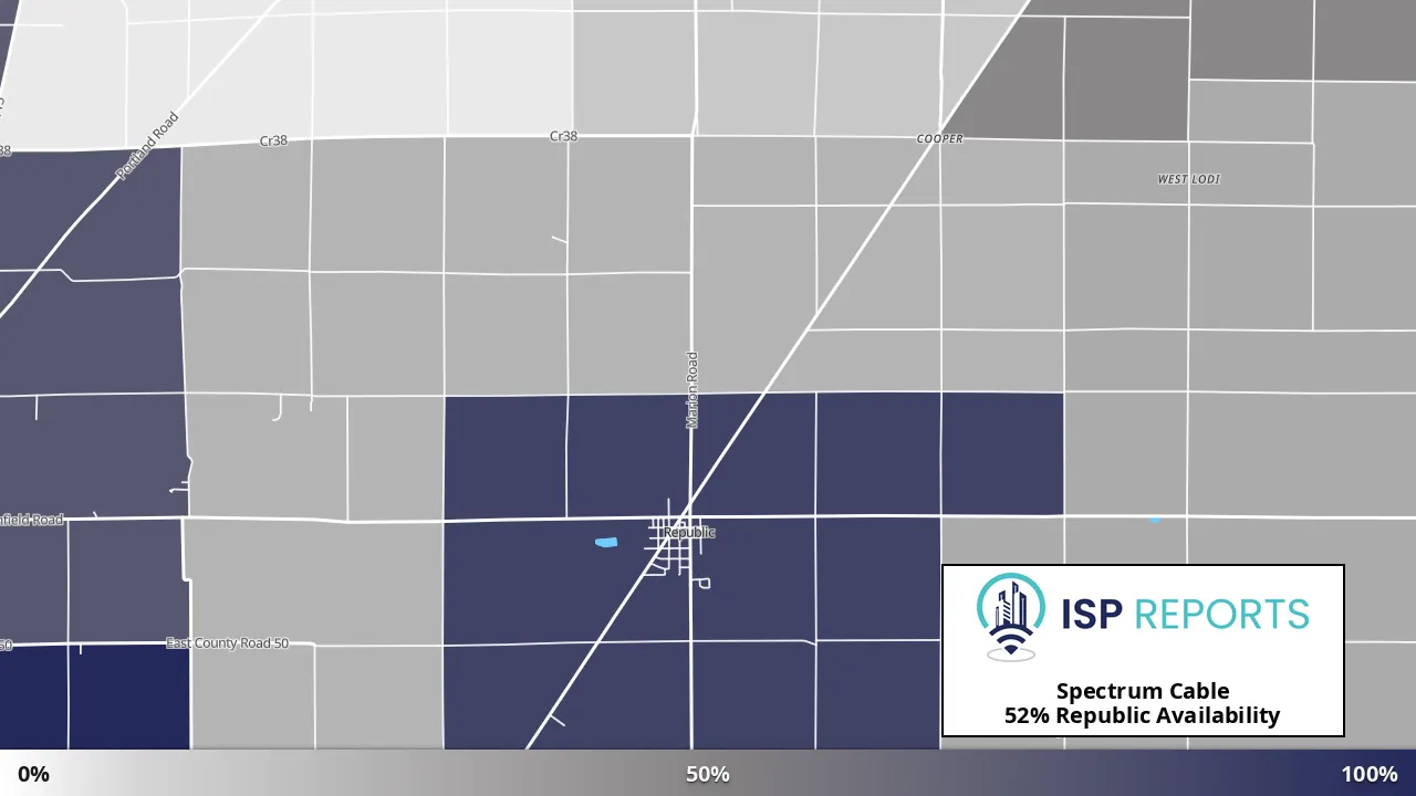 Republic, OH map of internet availability