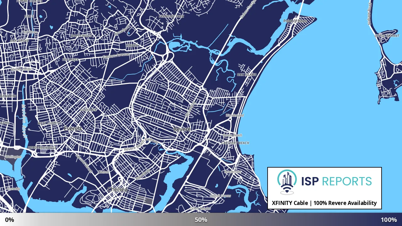 Revere, MA map of internet availability