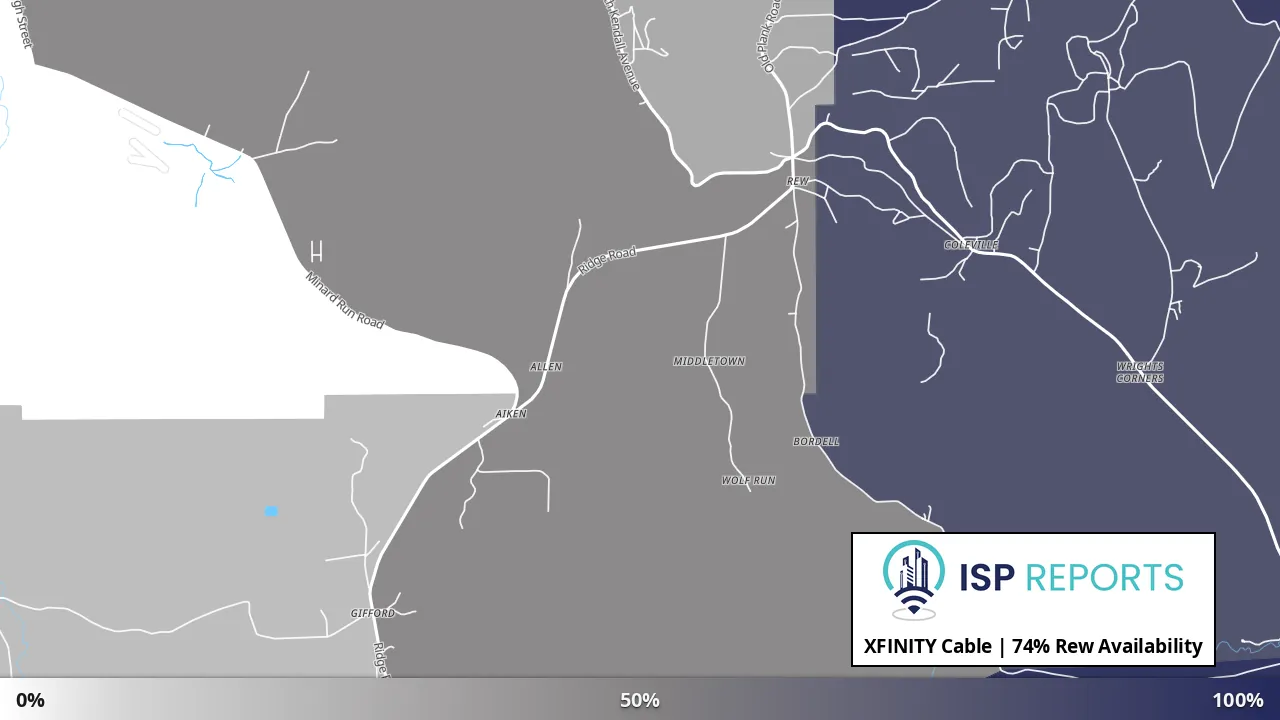 Rew, PA map of internet availability