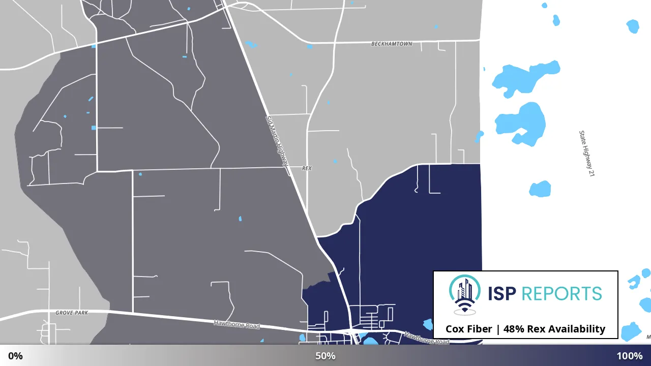 Rex, FL map of internet availability