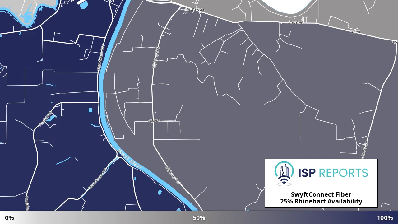 Rhinehart, LA map of internet availability