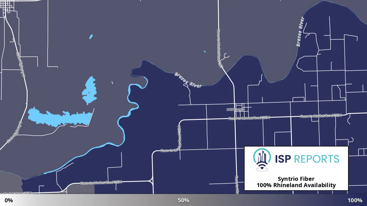 Rhineland, TX map of internet availability