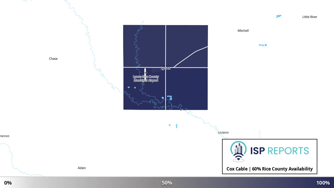 Rice County, KS map of internet availability