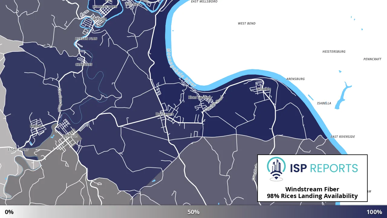 Rices Landing, PA map of internet availability