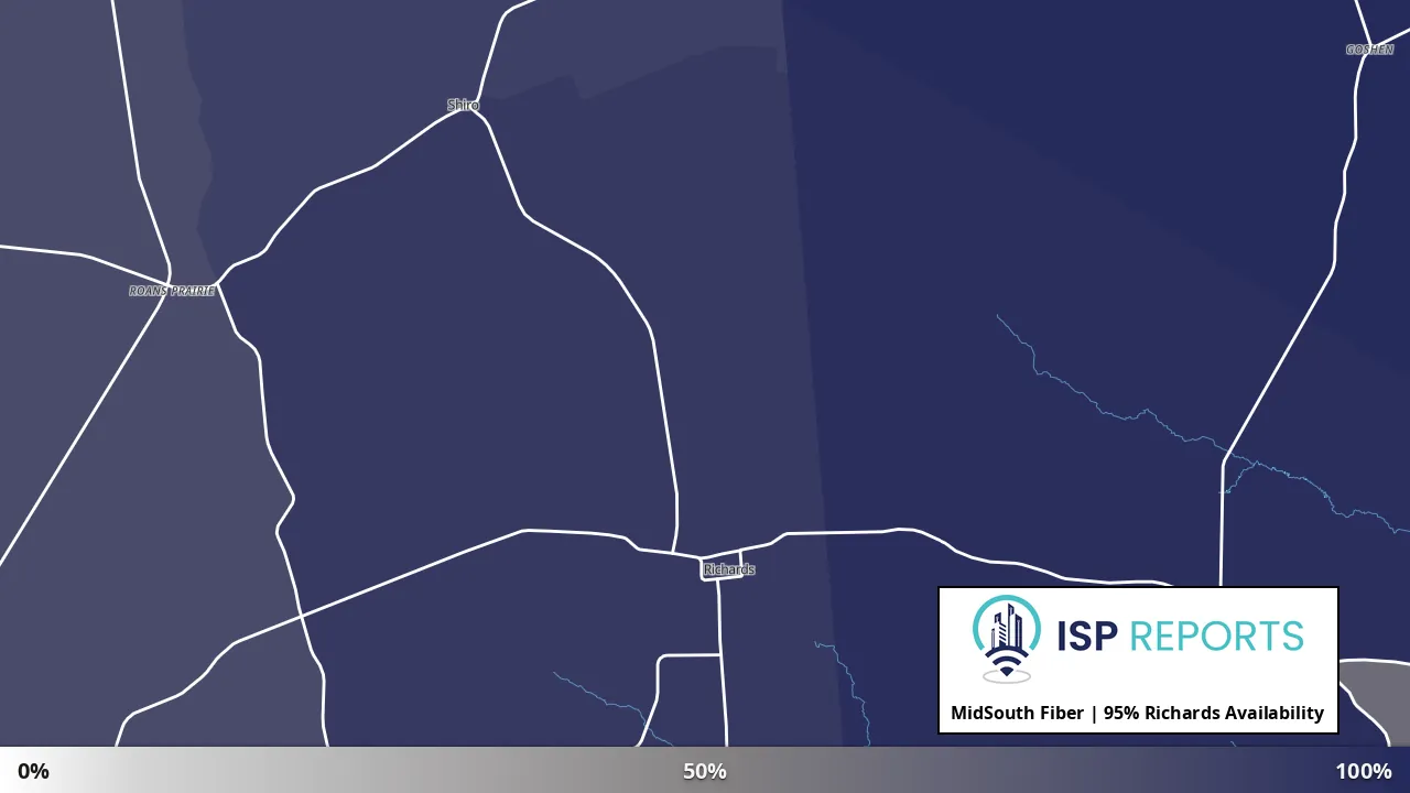 Richards, TX map of internet availability