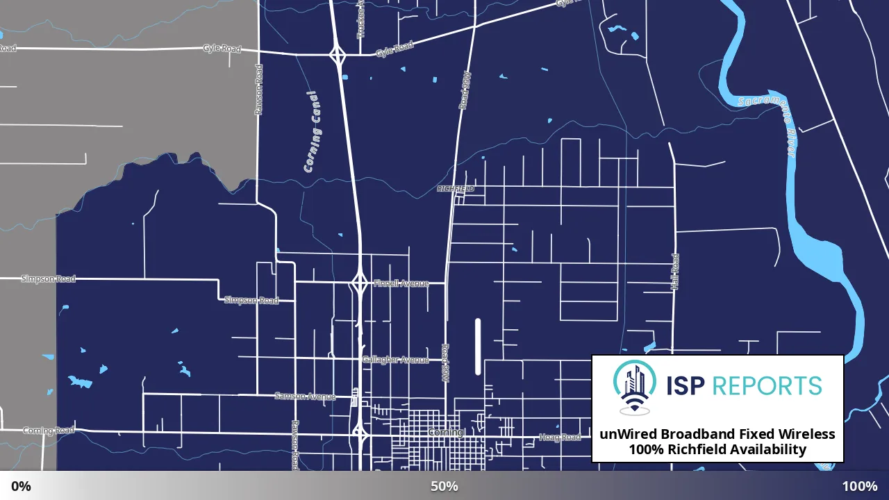 Richfield, CA map of internet availability
