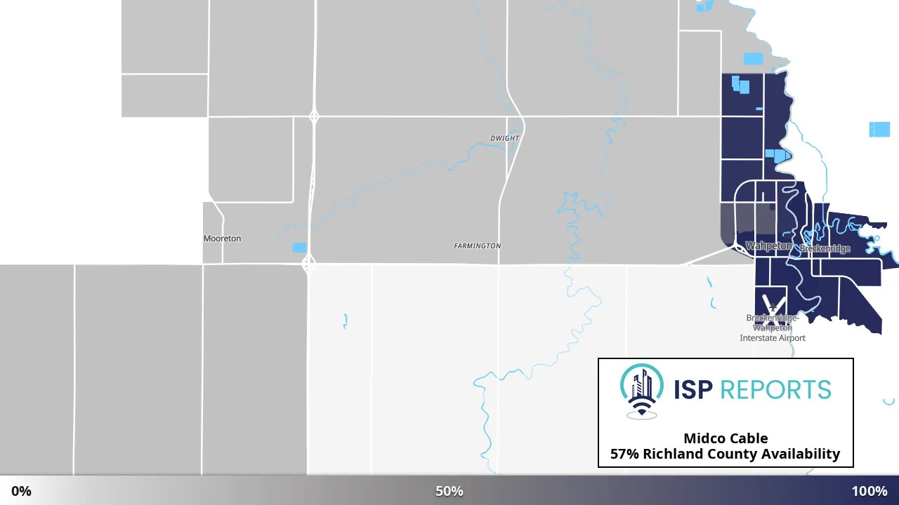 Richland County, ND map of internet availability