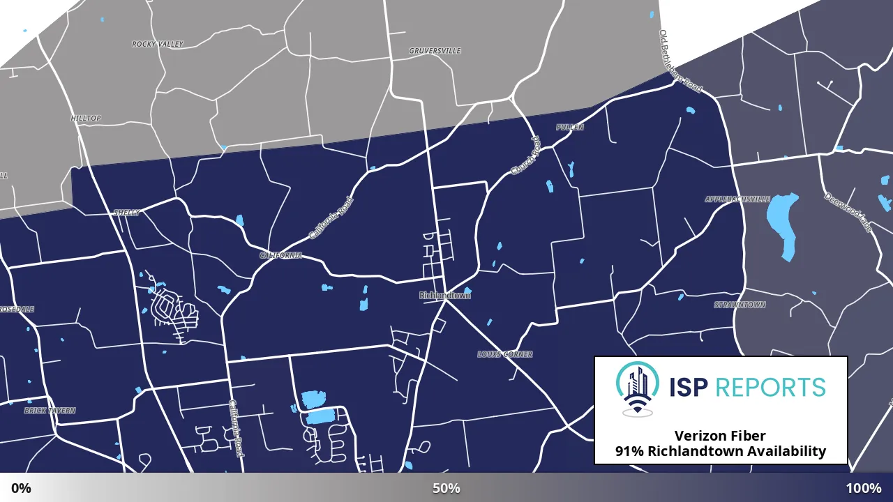 Richlandtown, PA map of internet availability