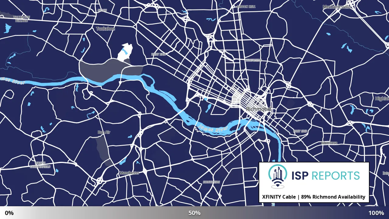 Richmond, VA map of internet availability