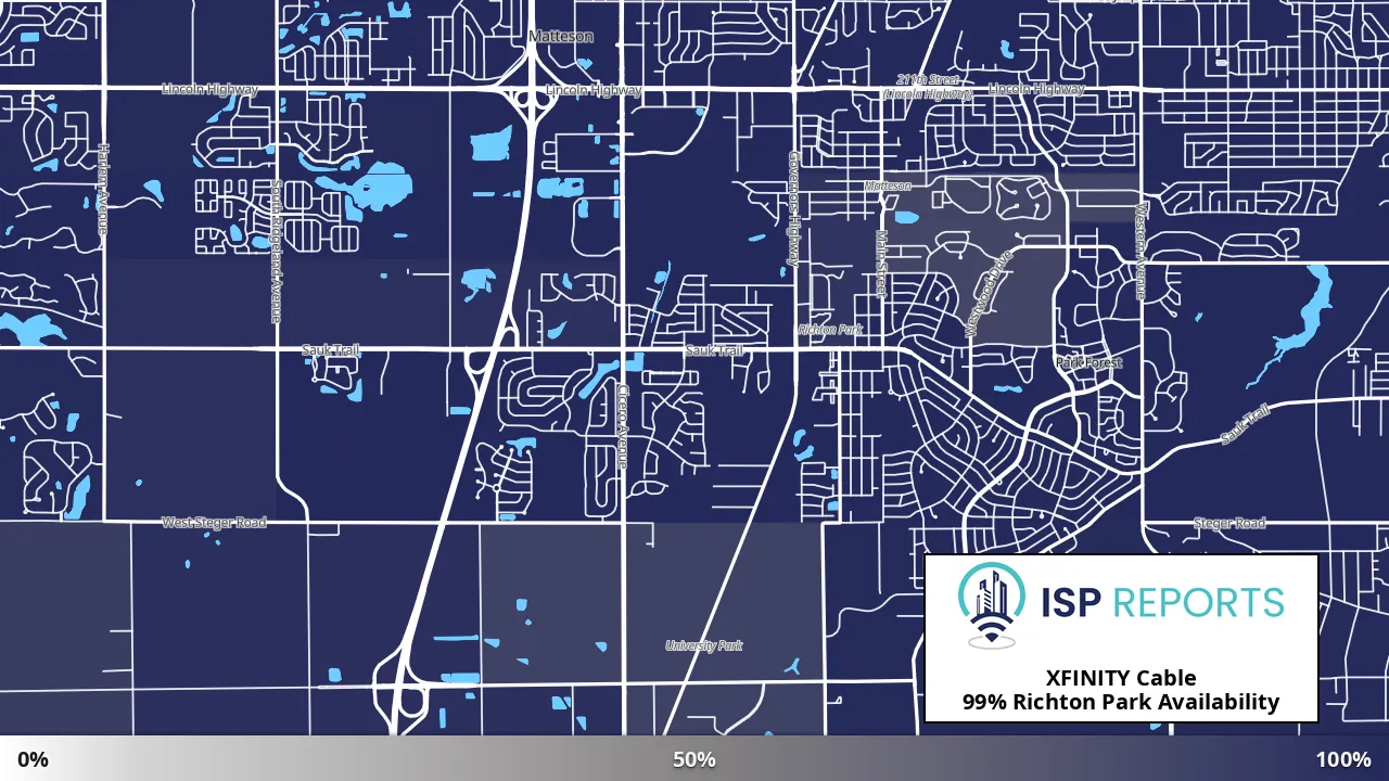 Richton Park, IL map of internet availability