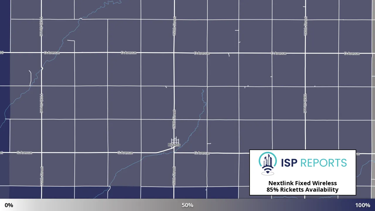 Ricketts, IA map of internet availability