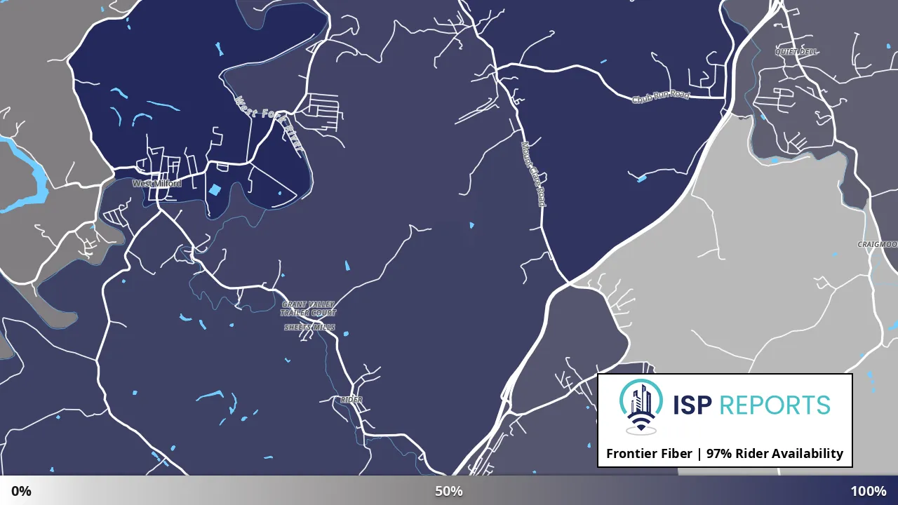 Rider, WV map of internet availability