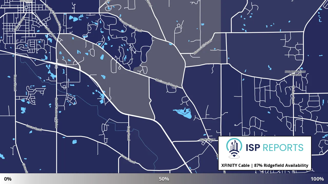 Ridgefield, IL map of internet availability
