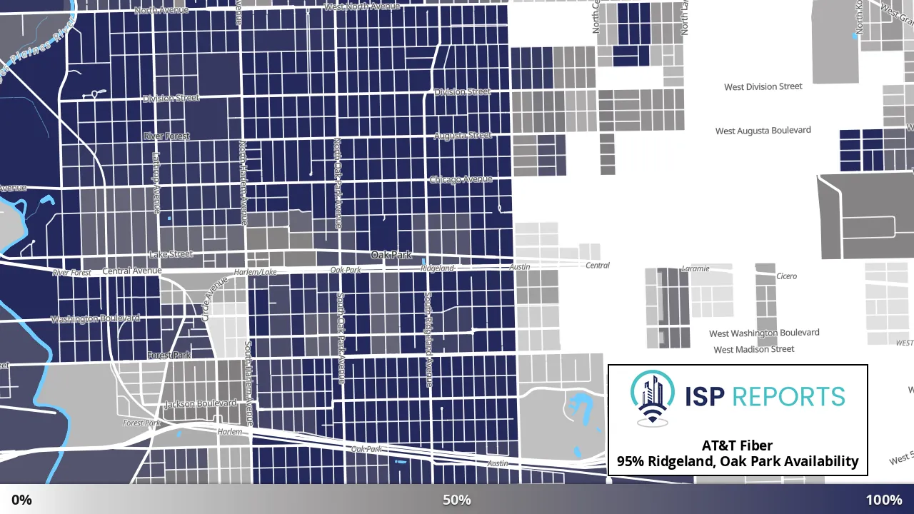 Ridgeland, Oak Park, IL map of internet availability