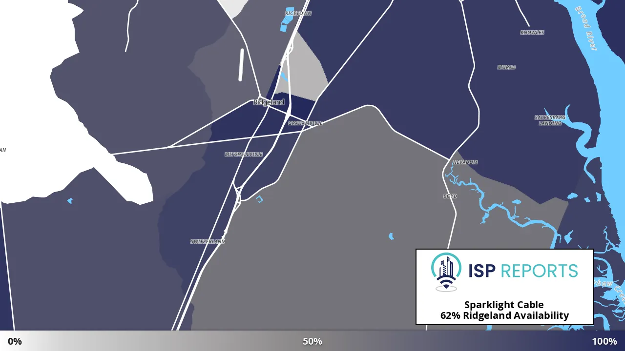 Ridgeland, SC map of internet availability