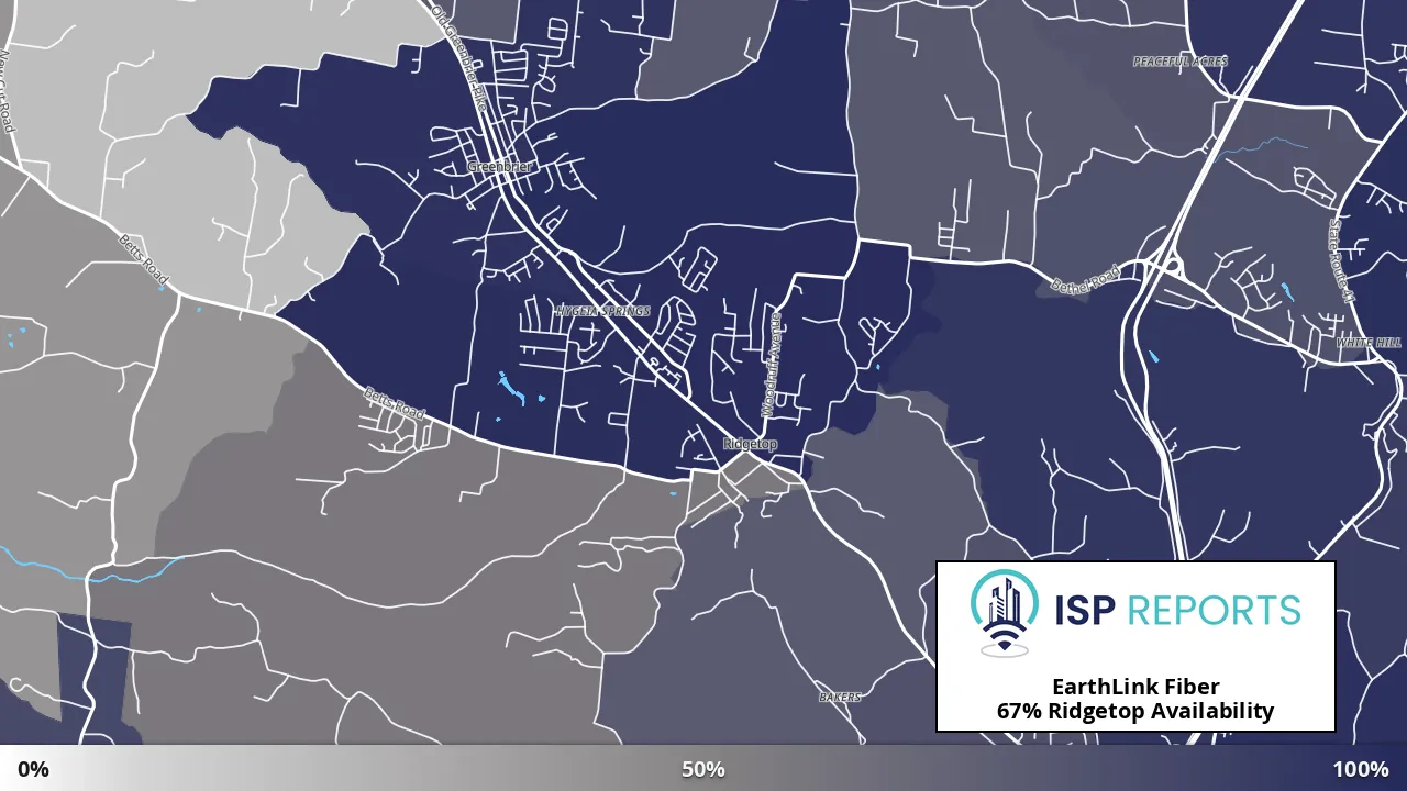 Ridgetop, TN map of internet availability